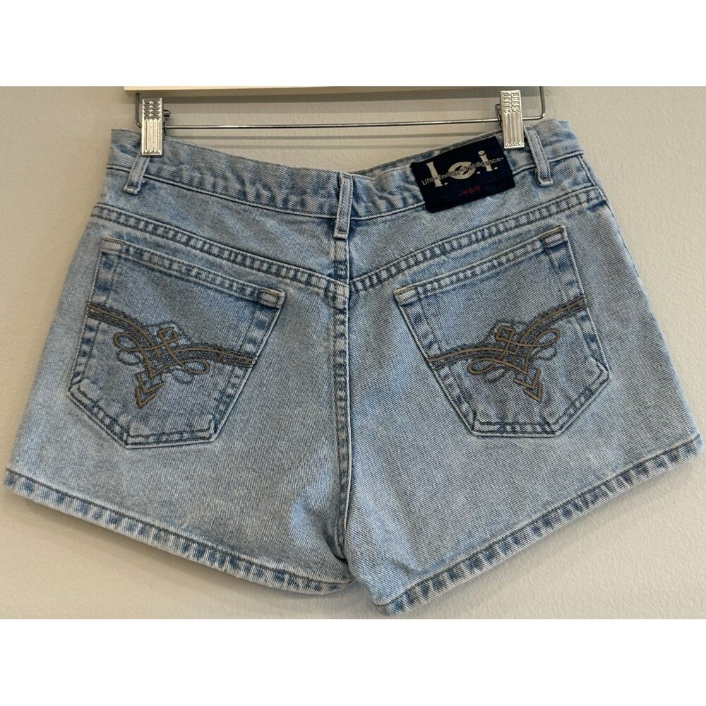 Women’s Vintage Y2K LEI Stonewash Embroidered Denim Shorts Size 8